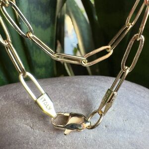 New! Sterling Gold plated paperclip Necklace